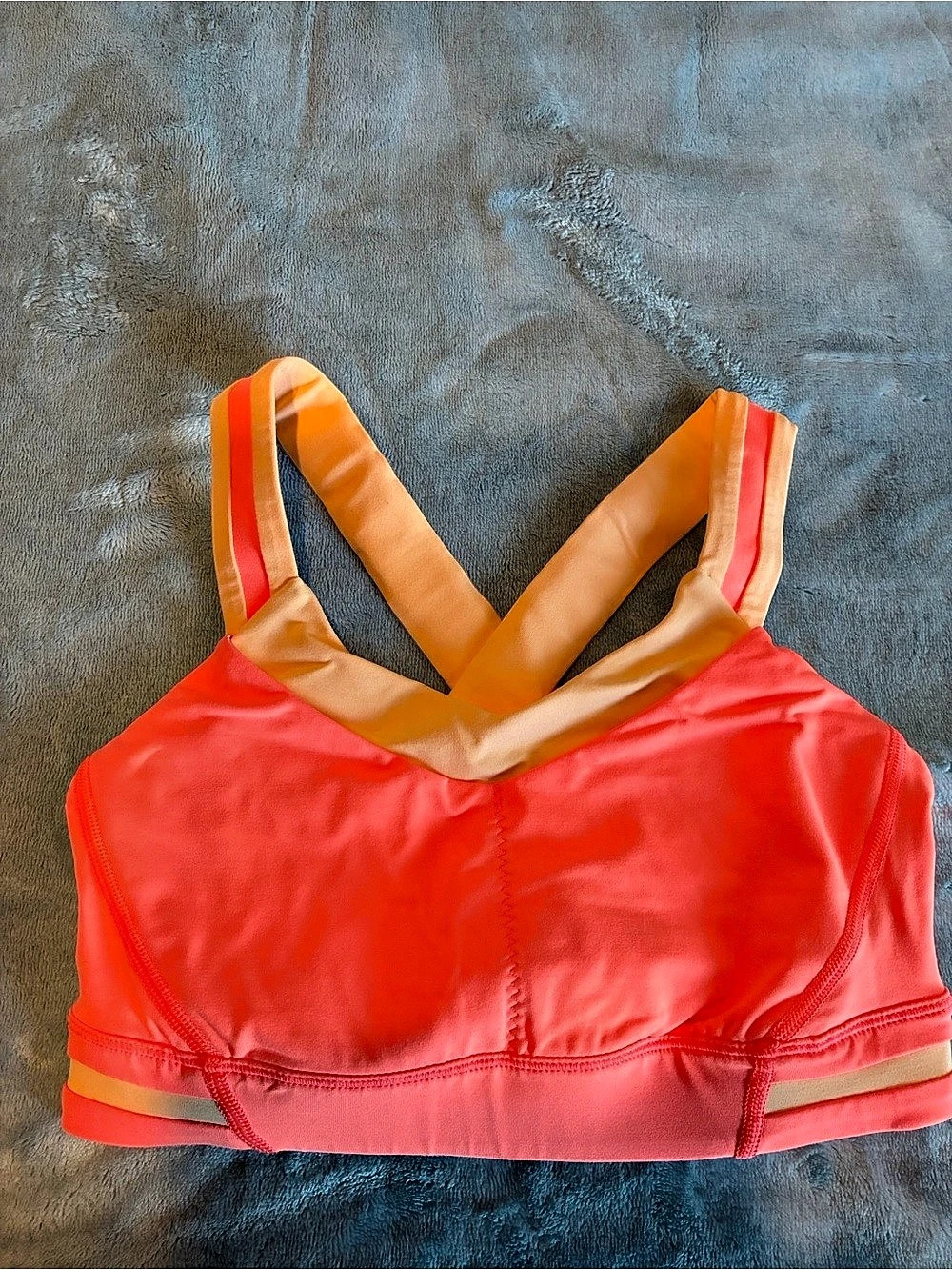 lululemon Energy Bra Longline Orange & Cream Sports Bra